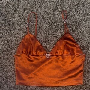 Forever 21 Copper Satin Cami with Heart Accent
